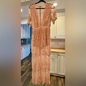 honey punch brand lace maxi romper